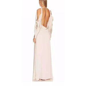 Jonathan Simkhai sz 0 Dress Draped Shoulder Champagne Gown Designer Luxury